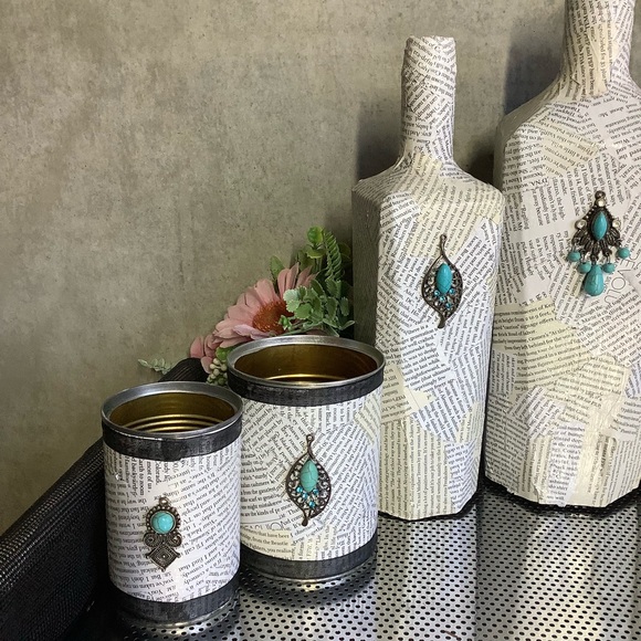 🌸 8PC: DECOR DISPLAY BOTTLE CAN TURQUOISE HOME ART PIECE LIVING SPACE HOLDERS - Picture 5 of 8